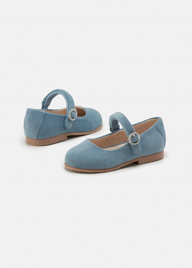 42391 - Velvet Mary Janes for baby girl - Lightblue - Be Chic