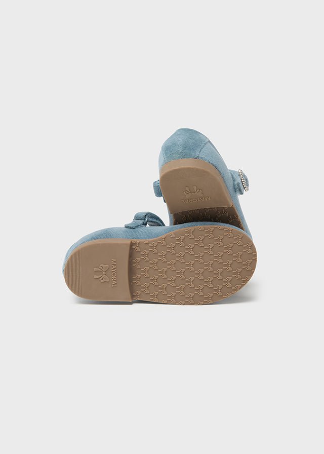 42391 - Velvet Mary Janes for baby girl - Lightblue - Be Chic