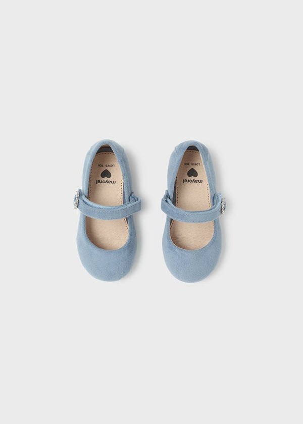 42391 - Velvet Mary Janes for baby girl - Lightblue - Be Chic