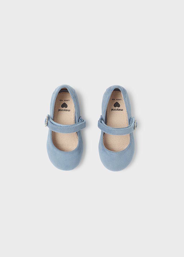42391 - Velvet Mary Janes for baby girl - Lightblue - Be Chic