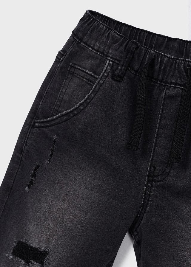 4513 - Ripped denim cargo pants for boy - Dark Grey - Be Chic
