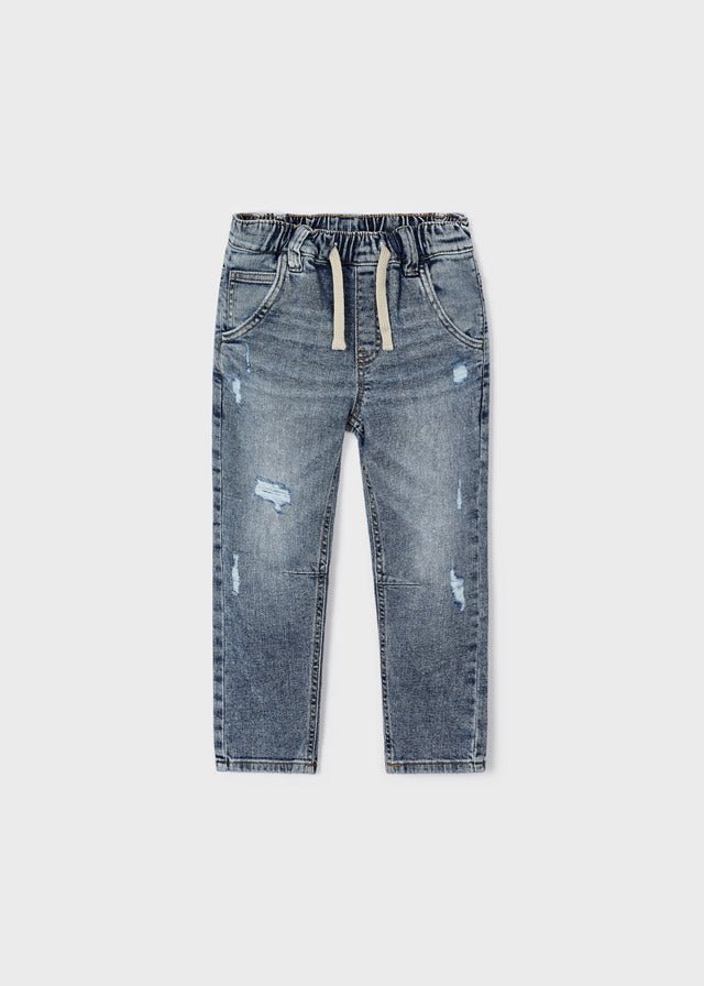 4513 - Ripped denim cargo pants for boy - Dirty blue - Be Chic