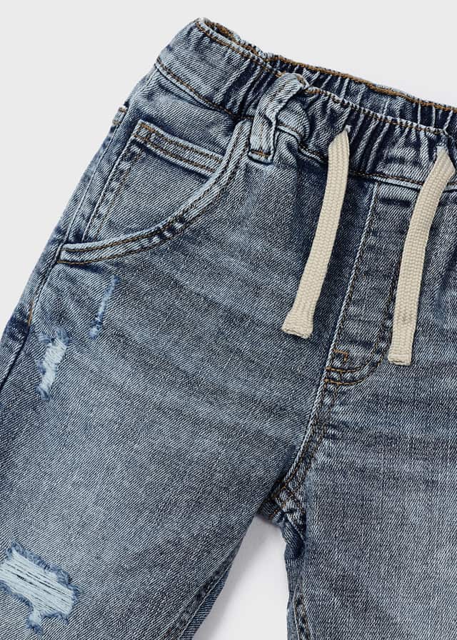 4513 - Ripped denim cargo pants for boy - Dirty blue - Be Chic