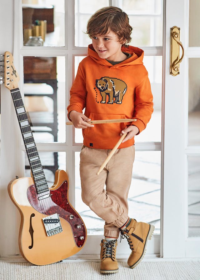 4520 - Skater fit corduroy trousers for boy - Boletus - Be Chic