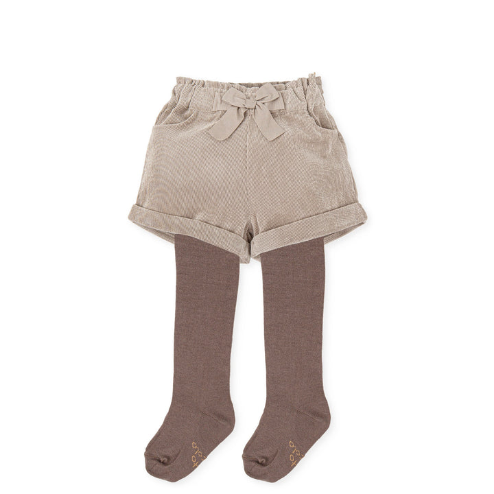 Girl Témpera Shorts & Tights-Ecru Tutto Piccolo