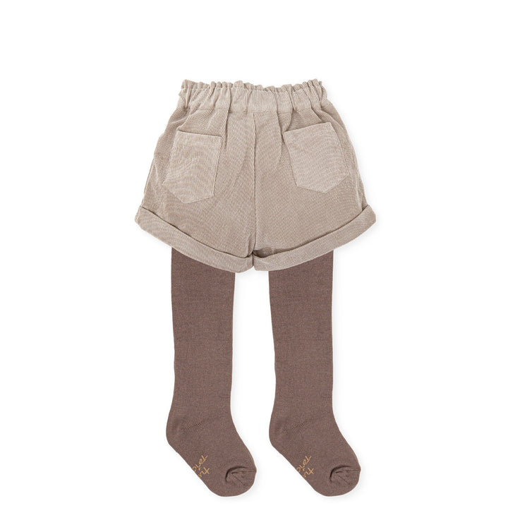 Girl Témpera Shorts & Tights-Ecru Tutto Piccolo