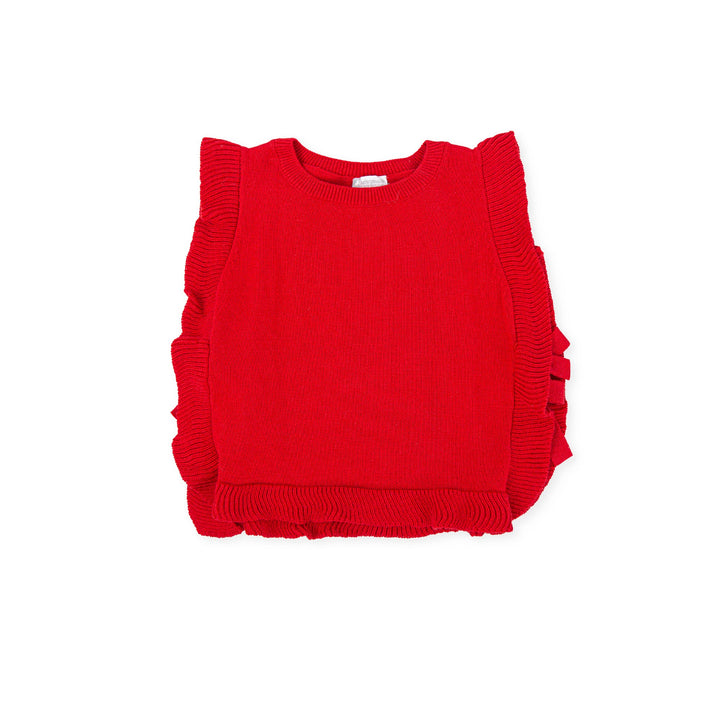 Girl Témpera Waistcoat-Red Tutto Piccolo