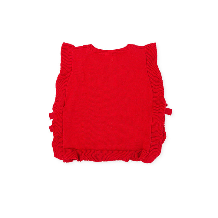 Girl Témpera Waistcoat-Red Tutto Piccolo