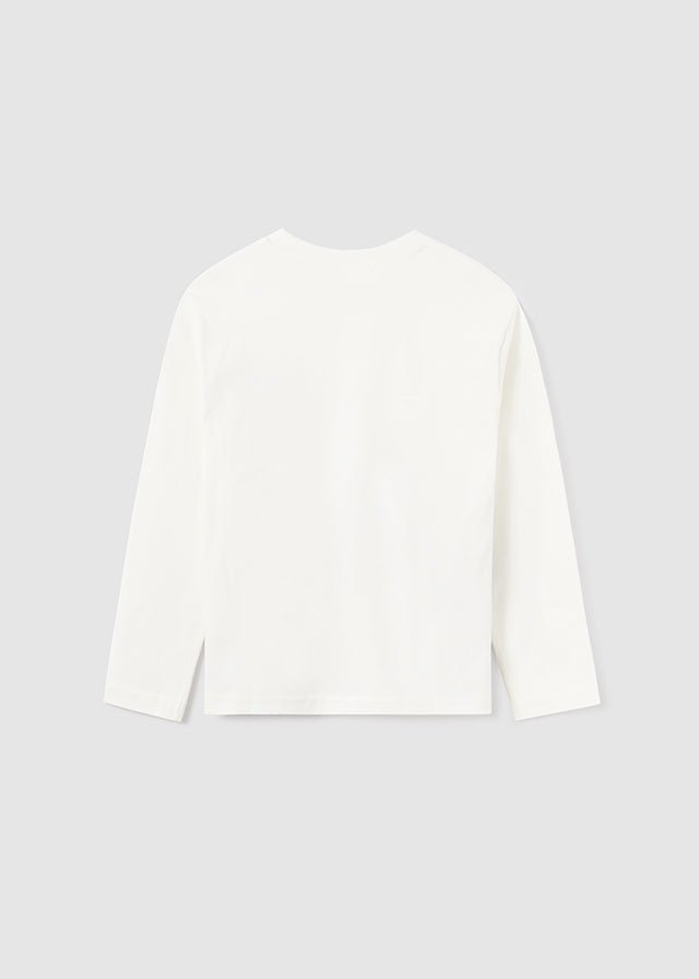 7065 - L/s pocket t-shirt for teen boy - Cream - Be Chic