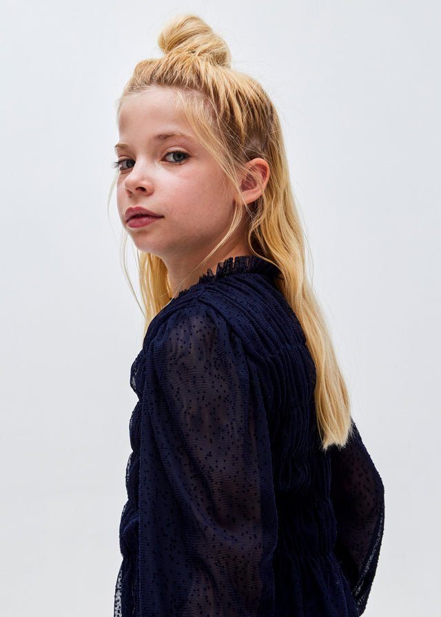 7176 - Tulle blouse for teen girl - Dark - Be Chic