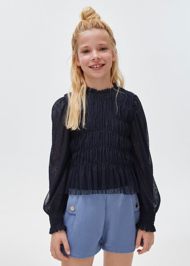 7176 - Tulle blouse for teen girl - Dark - Be Chic