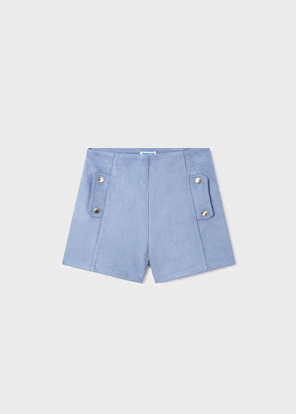 7210 - Faux suede shorts for teen girl - French Blu - Be Chic