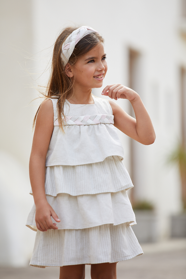 Girl Flor Del Desierto Dress-Sand Tutto Piccolo