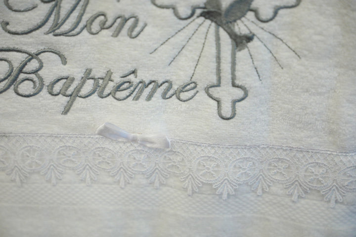 Baptism Christening 100% Cotton Towel - Silver Kids Chic