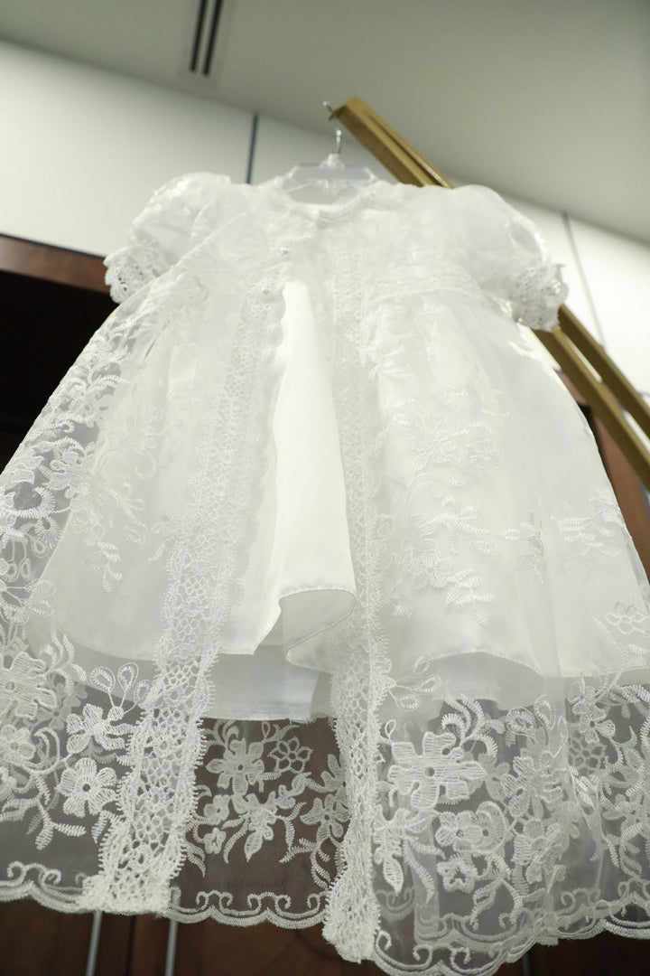 Baby Girls Formal White Christening Baptism Dress (1) – White - Be Chic