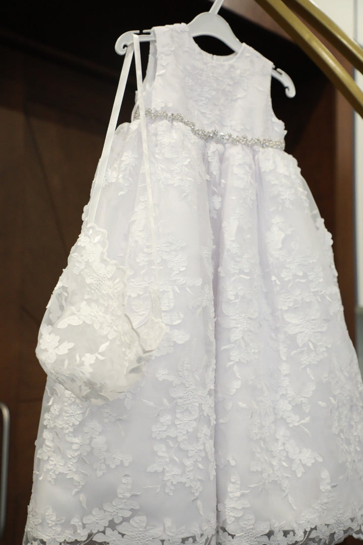 Baby Girls Formal White Christening Baptism Dress (2) – White - Be Chic