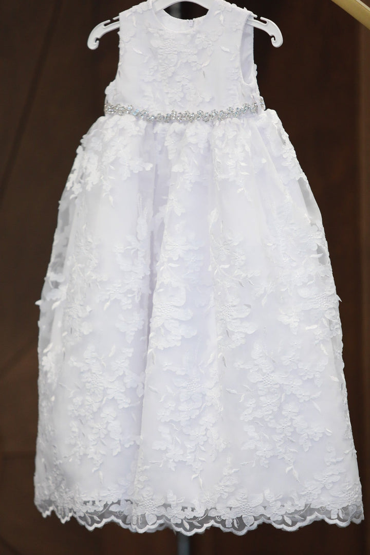 Baby Girls Formal White Christening Baptism Dress (2) – White - Be Chic