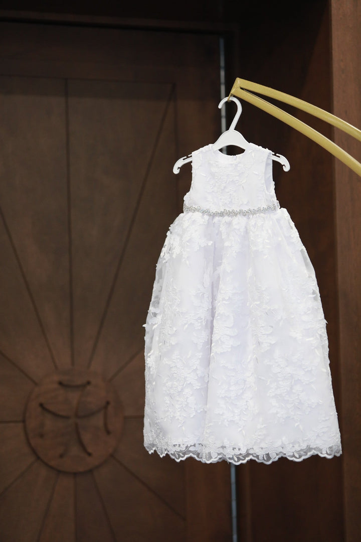 Baby Girls Formal White Christening Baptism Dress (2) – White - Be Chic