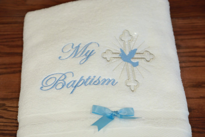 Baptism Christening 100% Cotton Towel - Blue - Be Chic