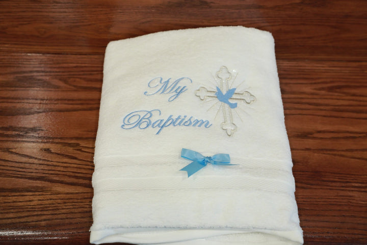 Baptism Christening 100% Cotton Towel - Blue - Be Chic