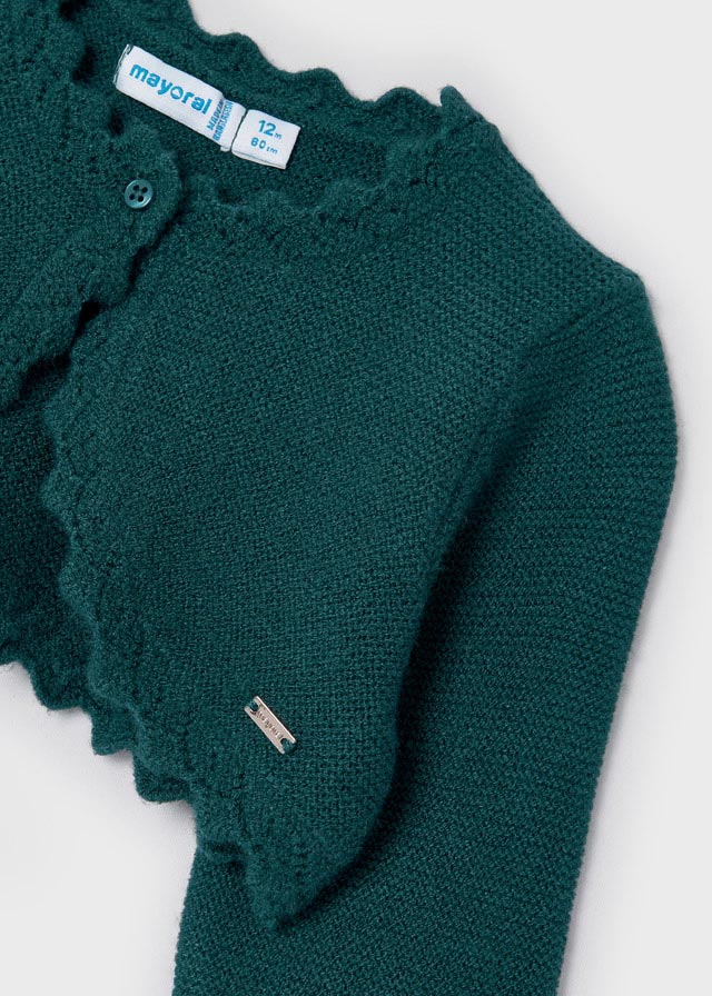 Basic knit cardigan for baby girl - Duck Green - Be Chic