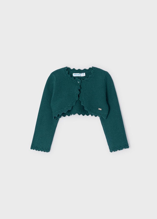 Basic knit cardigan for baby girl - Duck Green - Be Chic