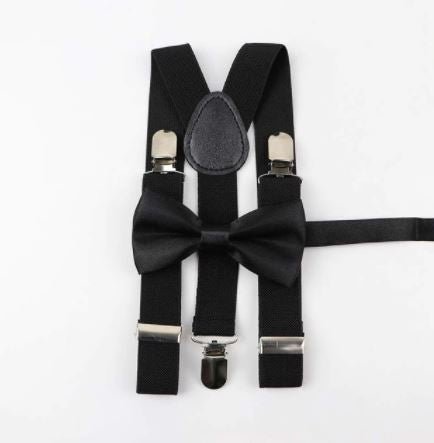 Black Set Suspenders and Bowtie - Be Chic