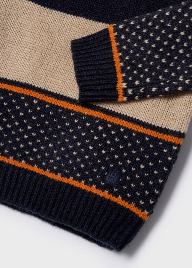 Block jumper for boy - Plum - Be Chic