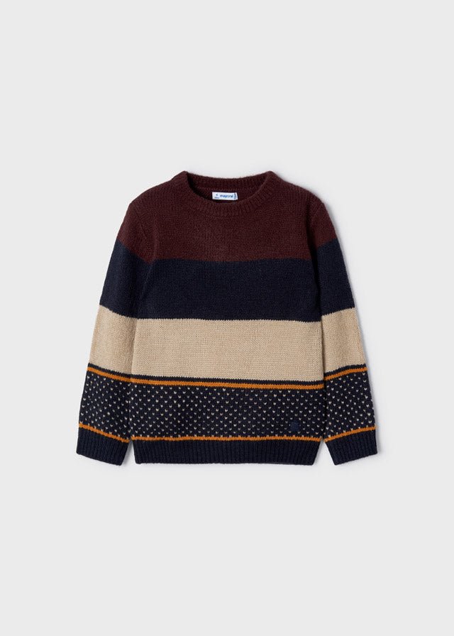 Block jumper for boy - Plum - Be Chic