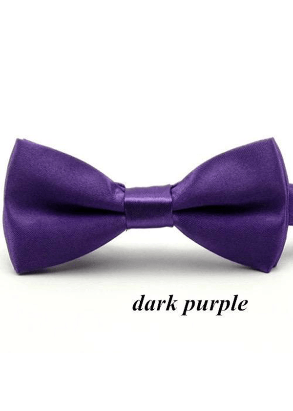 Boys Dark Purple Satin Bow Tie (10cm) - Be Chic