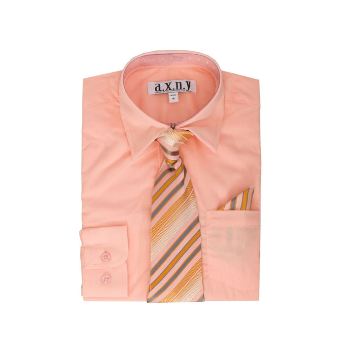 Boys Dress Shirt with Matching Tie and Hanky in Pink - Be Chic
