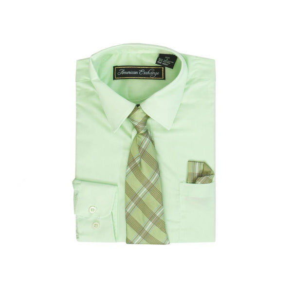 Boys Dress Shirt with Matching Tie and Hanky in Seige - Be Chic