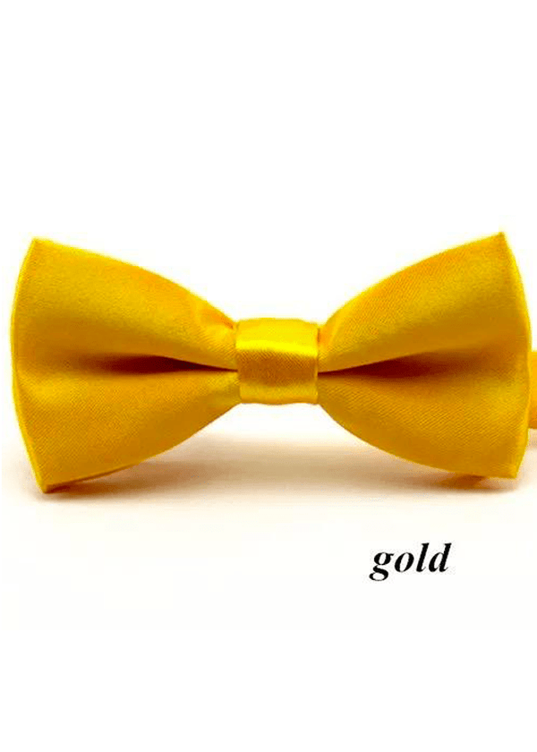 Boys Gold Satin Bow Tie (10cm) - Be Chic
