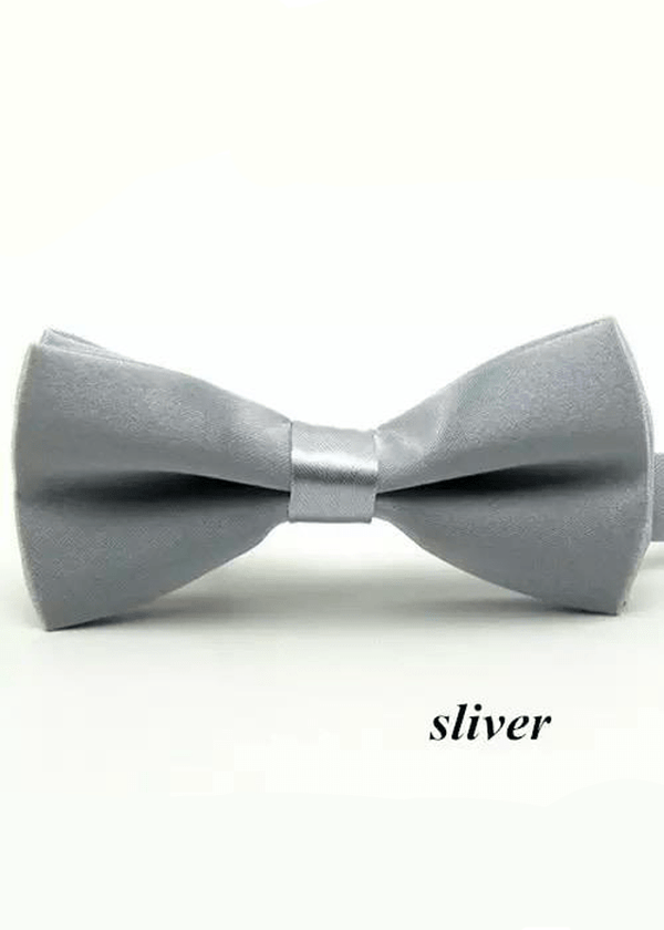 Boys Silver Bow Tie (10cm) - Be Chic