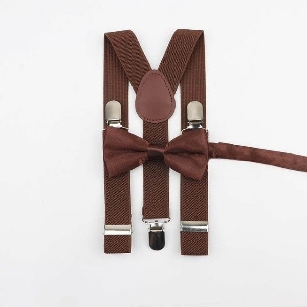 Brown Set Suspenders and Bowtie - Be Chic