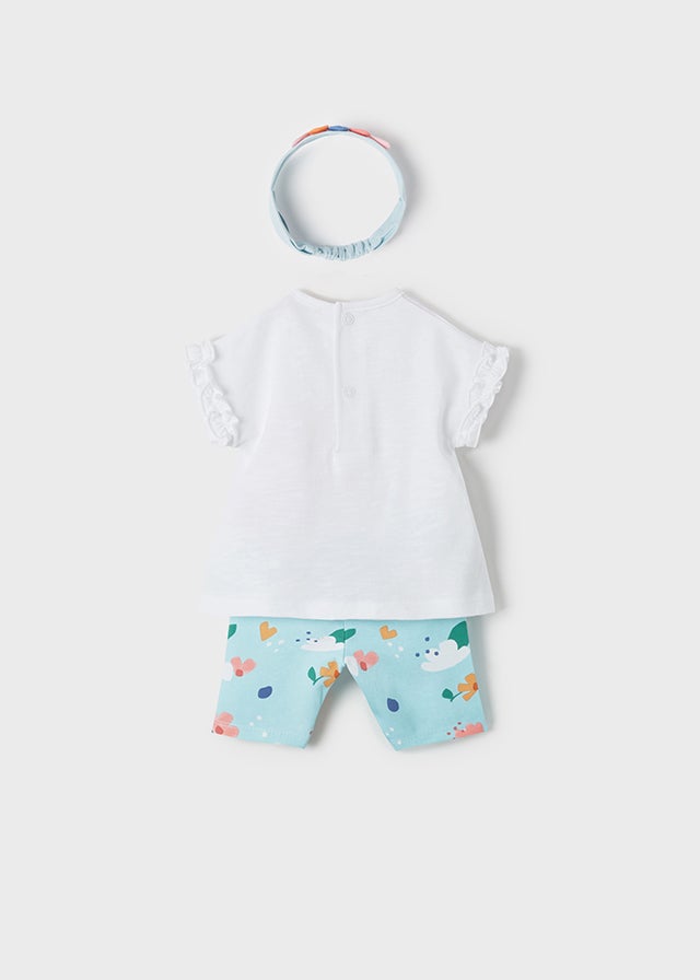 Capri and headband set for newborn girl - Aqua - Be Chic