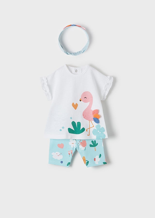 Capri and headband set for newborn girl - Aqua - Be Chic