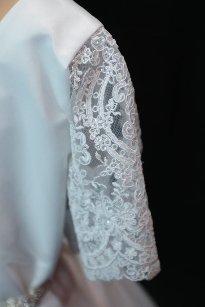 First communion Dress with Lace Sleeves (2) - 4015 - Be Chic