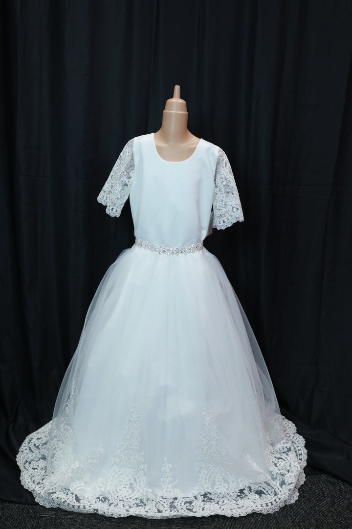 First communion Dress with Lace Sleeves (2) - 4015 - Be Chic
