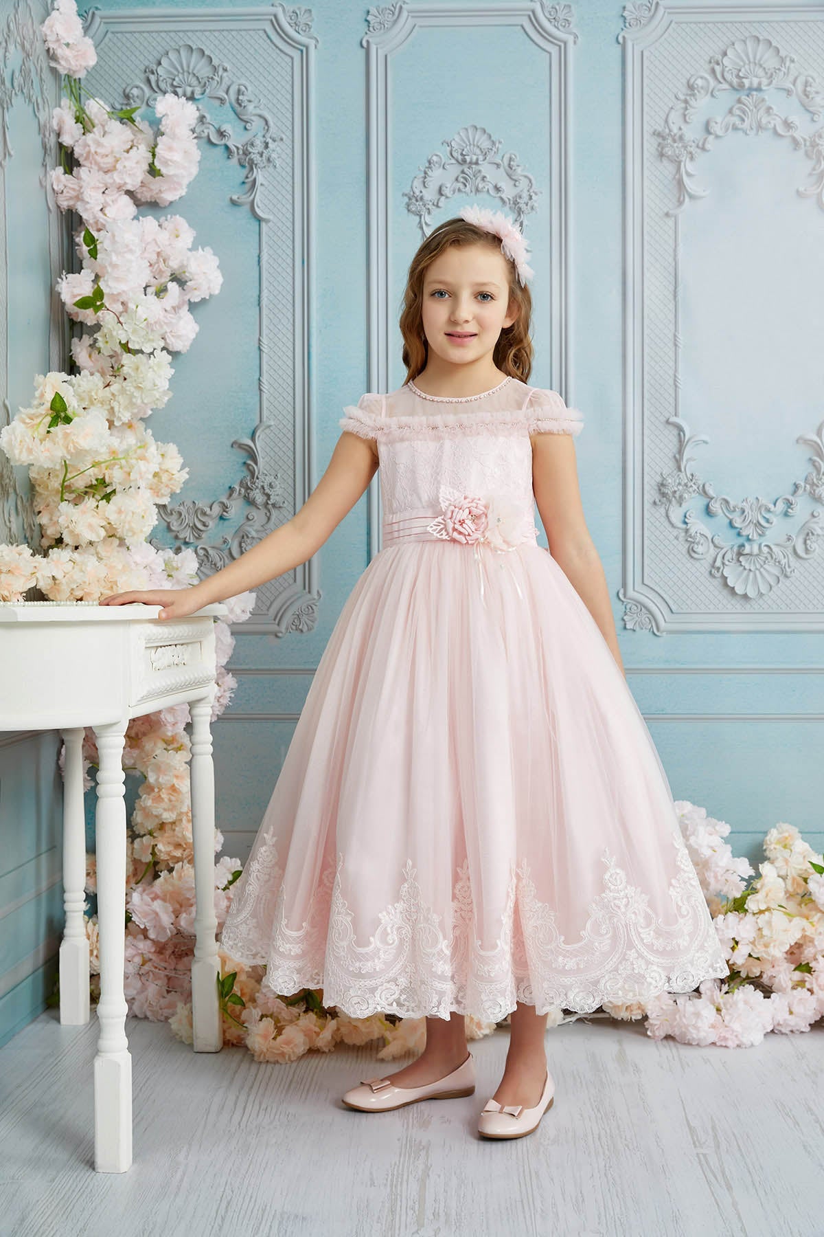 strapless open back dress Hannah Organza Girls Dress | Luxe Kidz main image 0