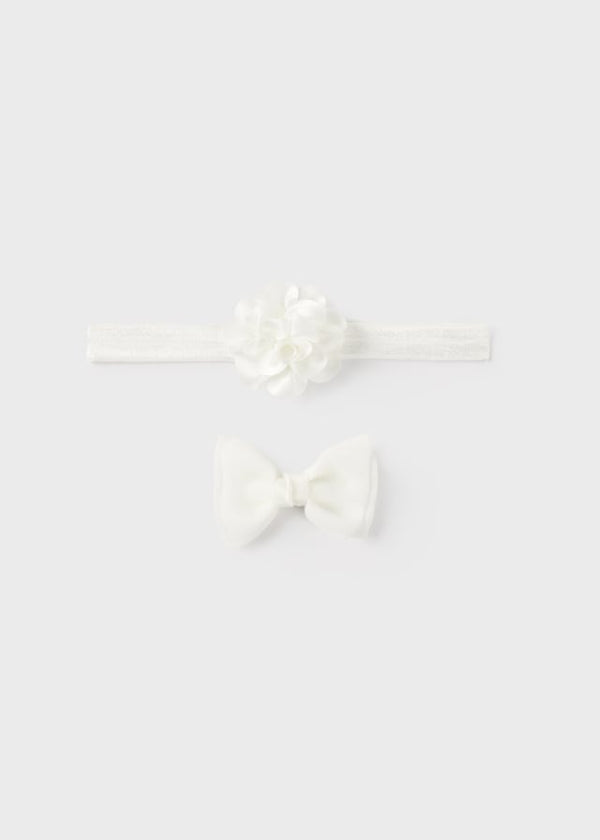 Mayoral Headband & clip for newborn girl - Natural Mayoral