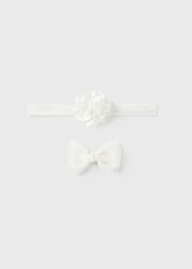 Mayoral Headband & clip for newborn girl - Natural Mayoral