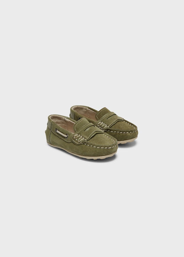 Leather moccasins for boy - Moss - Be Chic
