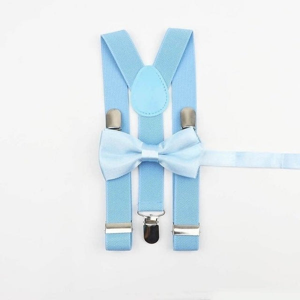 Light Blue Set Suspenders and Bowtie - Be Chic