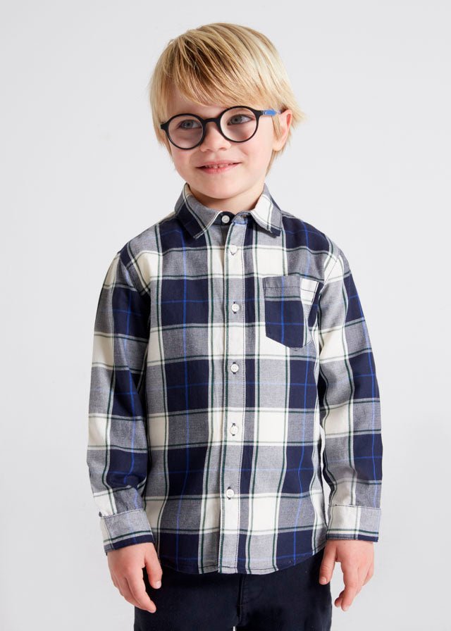 L/s checked shirt for boy - Navy - Be Chic