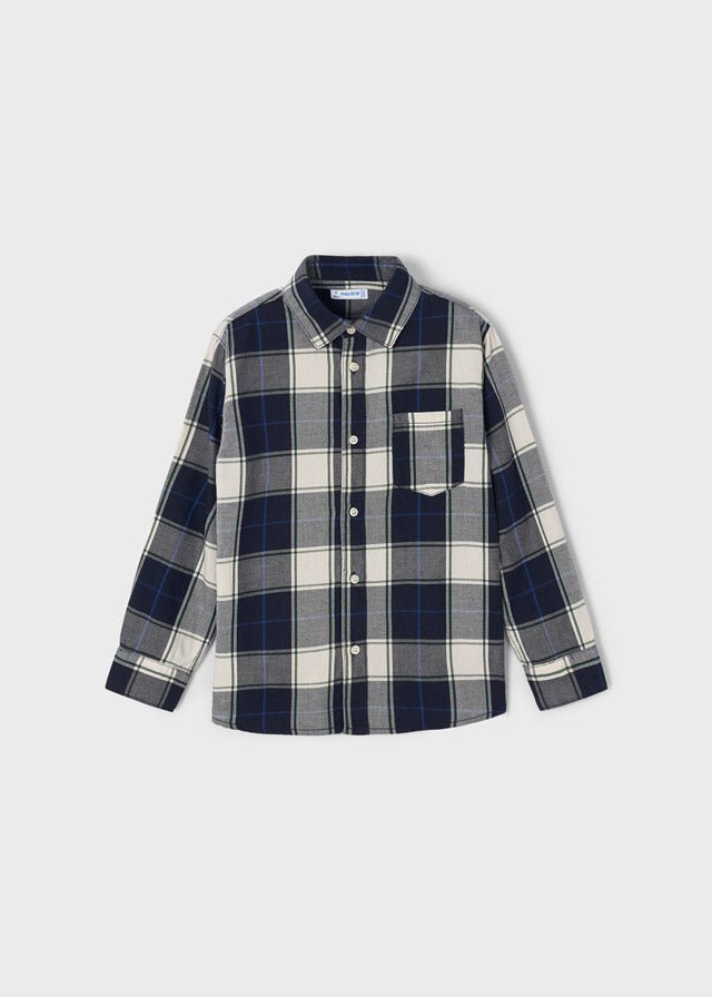 L/s checked shirt for boy - Navy - Be Chic