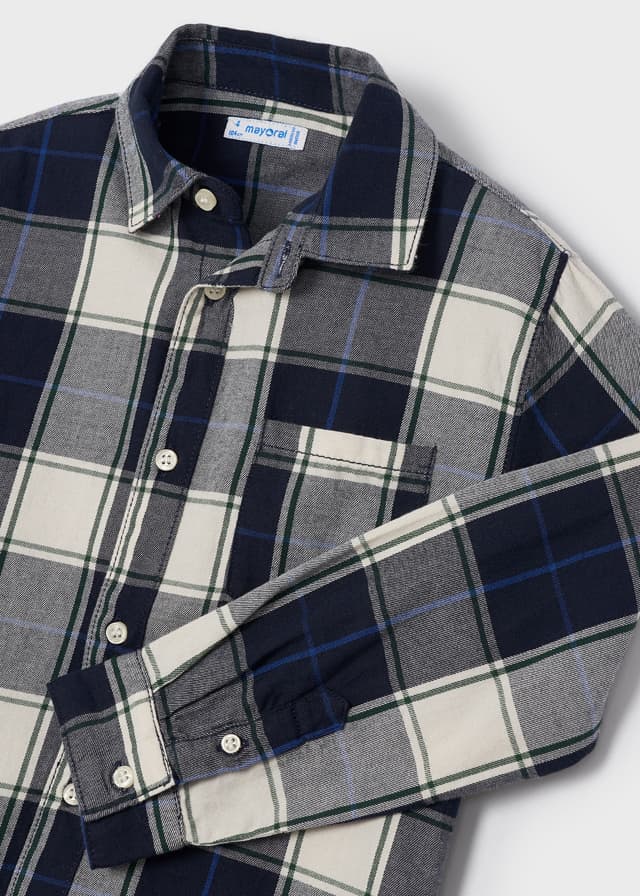 L/s checked shirt for boy - Navy - Be Chic