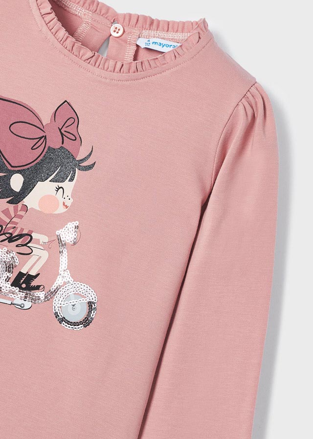 L/s shirt for girl - Rose - Be Chic