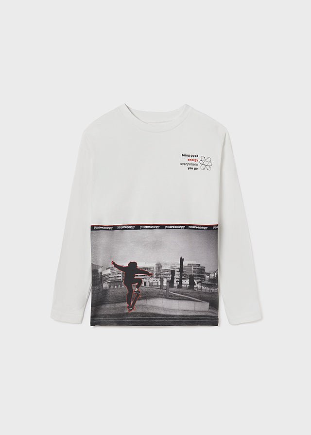 L/s shirt for teen boy - Cream - Blac - Be Chic