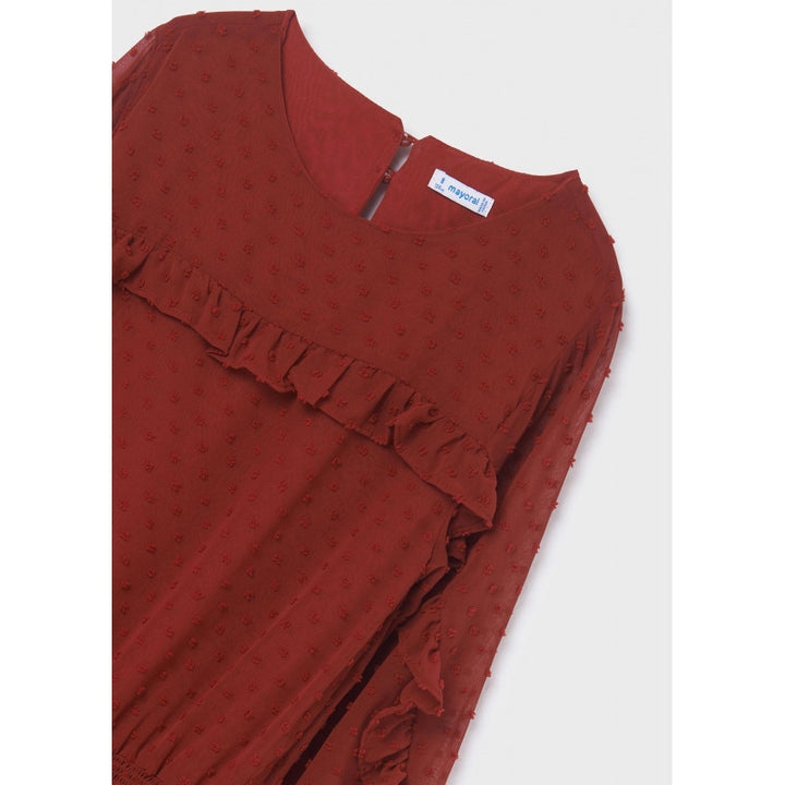 Swiss dot dress for teen girl - Maroon Mayoral